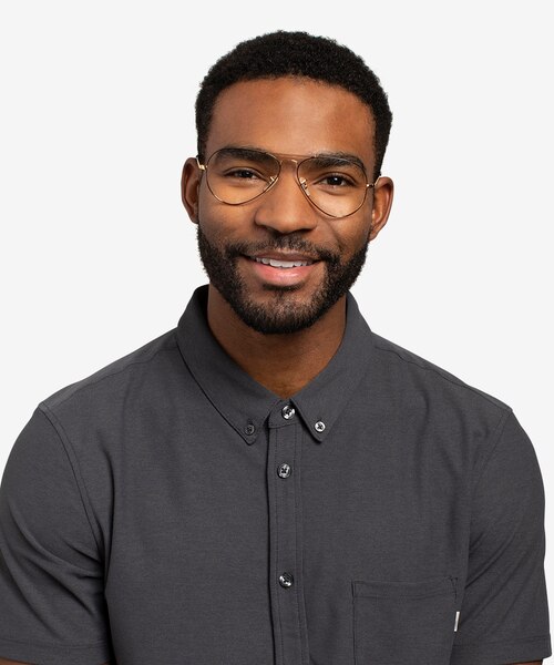 Ray-Ban RB6489 Aviator Black Gold MetalEyeglass Frames for Men from EyeBuyDirect