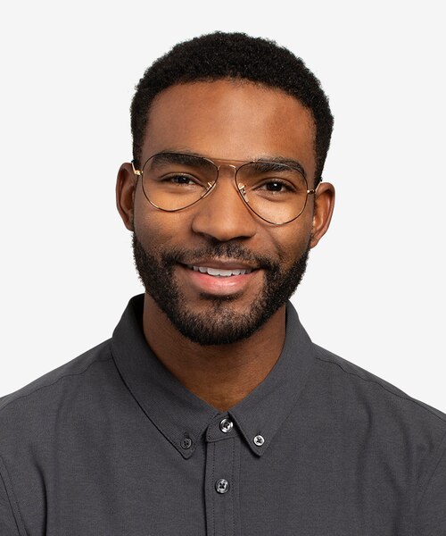 Ray-Ban RB6489 Aviator Black Gold MetalEyeglass Frames for Men from EyeBuyDirect