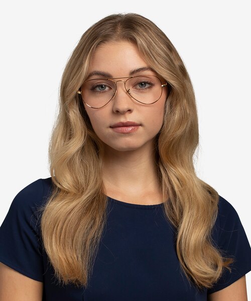 Ray-Ban RB6489 Aviator Tortoise Gold MetalEyeglass Frames for Women from EyeBuyDirect