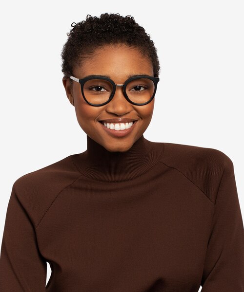 Oakley Top Knot Black & Silver AcetateEyeglass Frames for Women from EyeBuyDirect