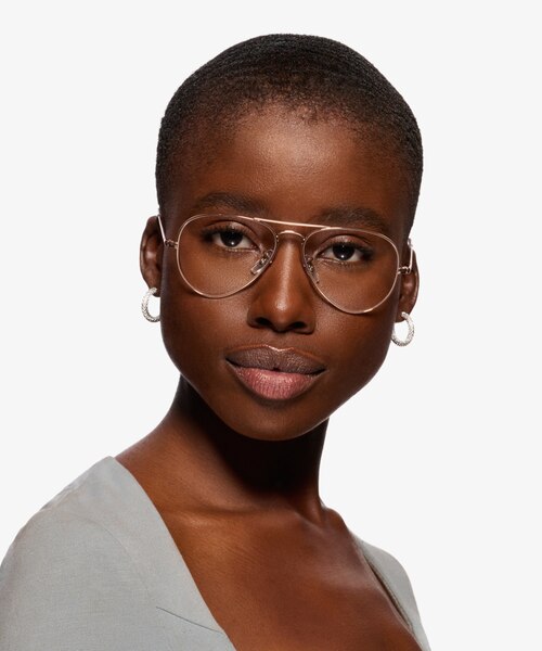 Ray-Ban Aviator Metal II Rose Gold MetalEyeglass Frames for Women from EyeBuyDirect