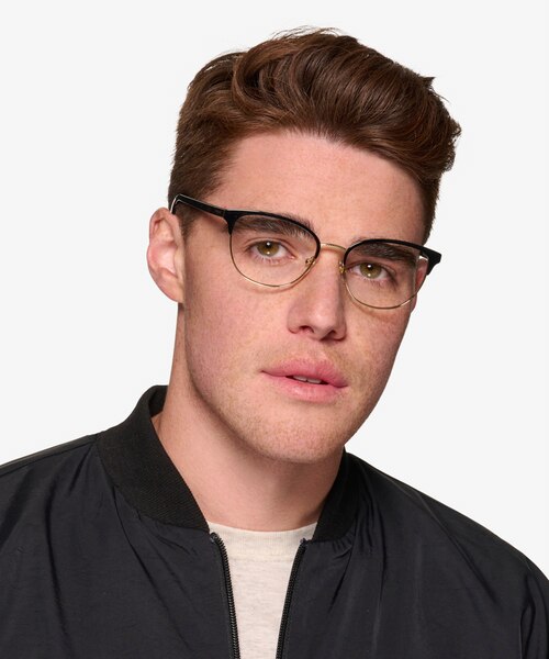 Vogue Eyewear VO4088 Black Gold MetalEyeglass Frames for Men from EyeBuyDirect