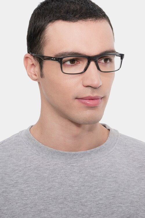 Oakley Plank 2.0 Polished Gray Smoke PlasticEyeglass Frames for Men from EyeBuyDirect