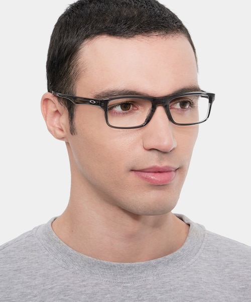 Oakley Plank 2.0 Polished Gray Smoke PlasticEyeglass Frames for Men from EyeBuyDirect