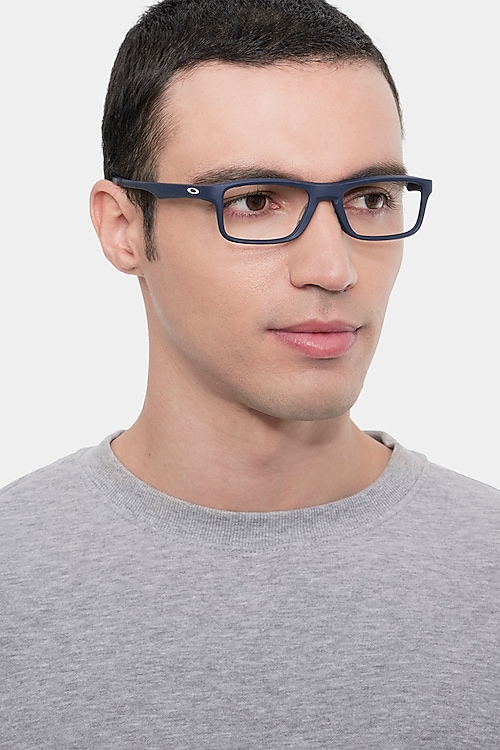 Oakley Plank  - Rectangle Universal Blue Frame Glasses For Men |  Eyebuydirect