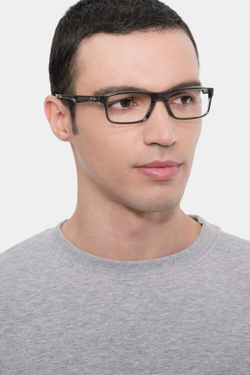 Oakley Plank 2.0 Polished Gray Smoke PlasticEyeglass Frames for Men from EyeBuyDirect