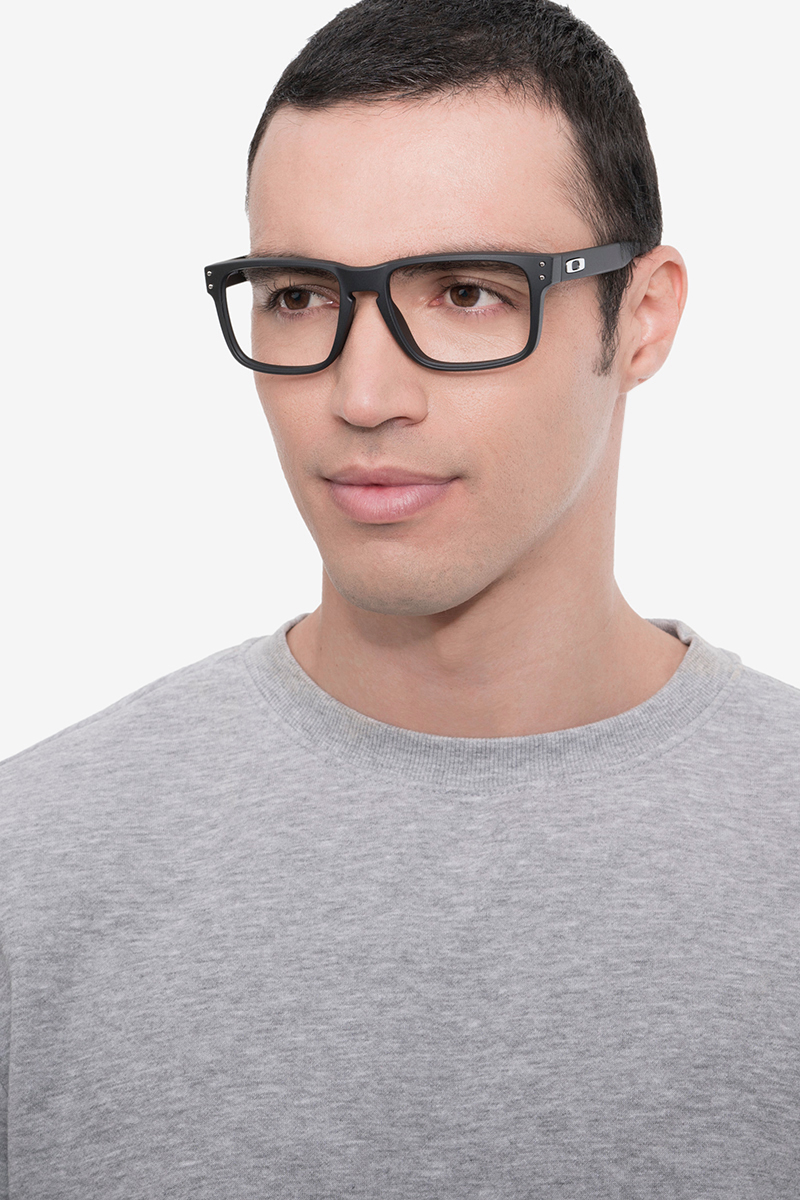 Oakley Holbrook Rx - Rectangle Satin Black Frame Glasses For Men ...