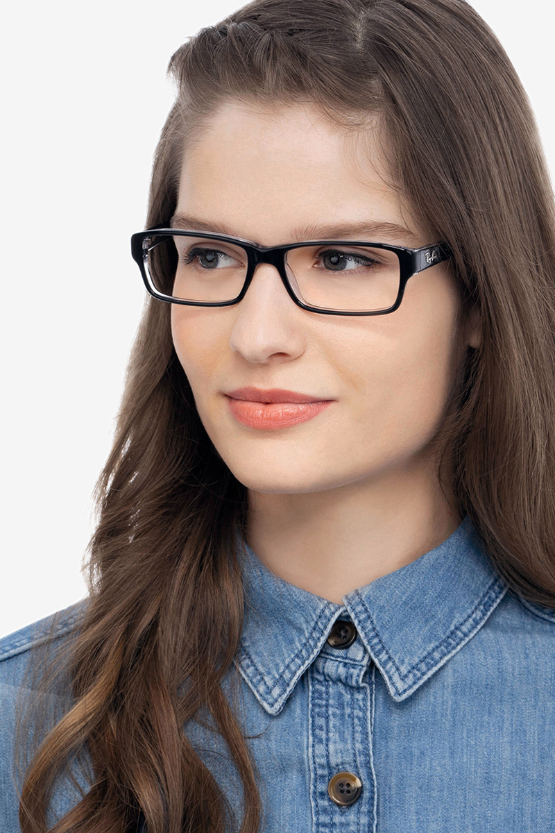 Ray-Ban RB5169 - Rectangle Black Frame Eyeglasses | Eyebuydirect Canada