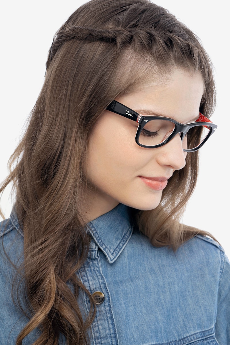 Black and red discount ray ban eyeglasses