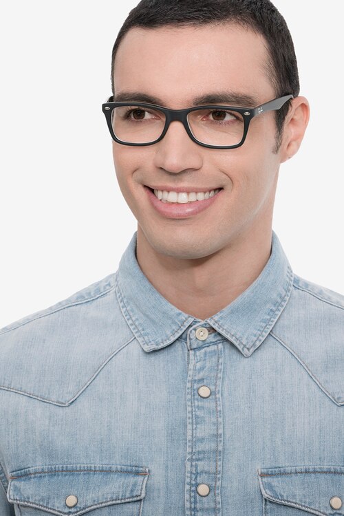 Ray-Ban RB5228 Black & Gray AcetateEyeglass Frames for Men from EyeBuyDirect