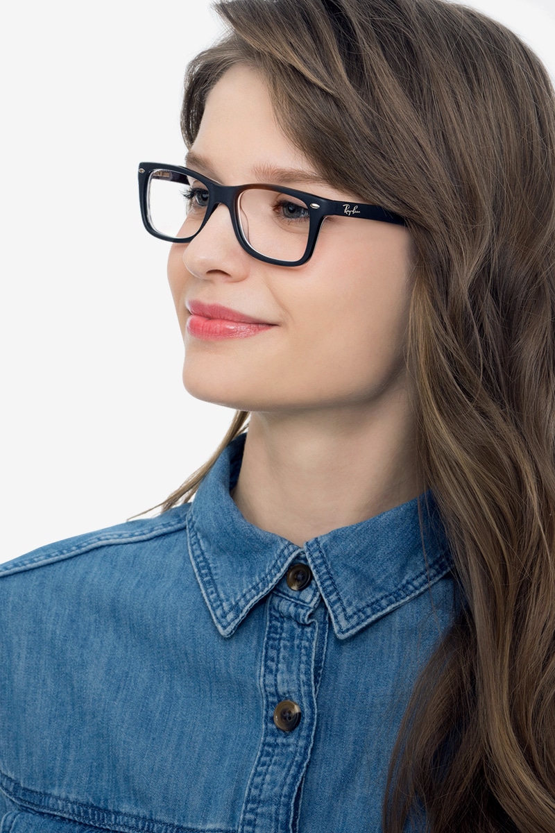 Woman wearing 2024 ray ban eyeglasses