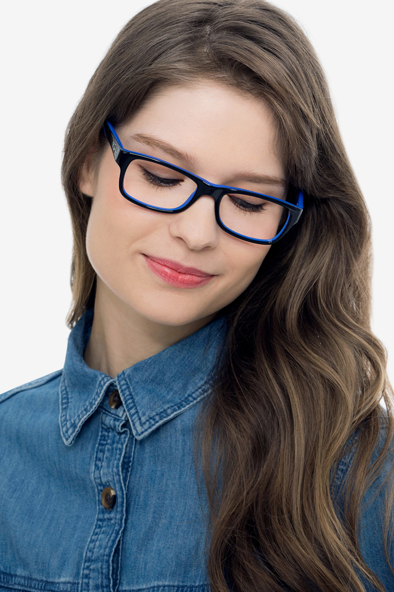 Ray-Ban RB5268 - Rectangle Black Frame Eyeglasses | Eyebuydirect Canada