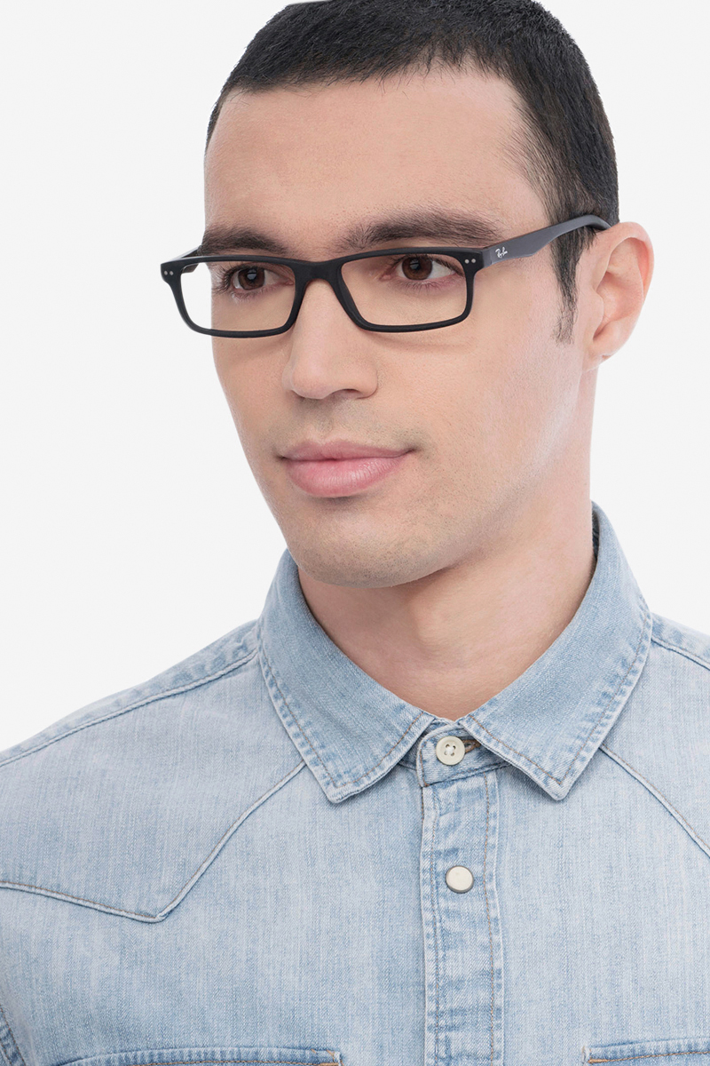 Ray-Ban RB5277 - Rectangle Matte Black Frame Eyeglasses | Eyebuydirect