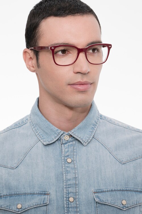 Ray-Ban RB5285 Burgundy AcetateEyeglass Frames for Men from EyeBuyDirect