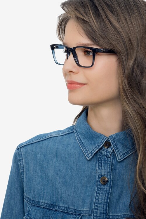 Ray-Ban RB7025 Blue PlasticEyeglass Frames for Women from EyeBuyDirect