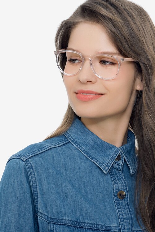 Ray-Ban RB7046 Clear & Pink Beige PlasticEyeglass Frames for Women from EyeBuyDirect