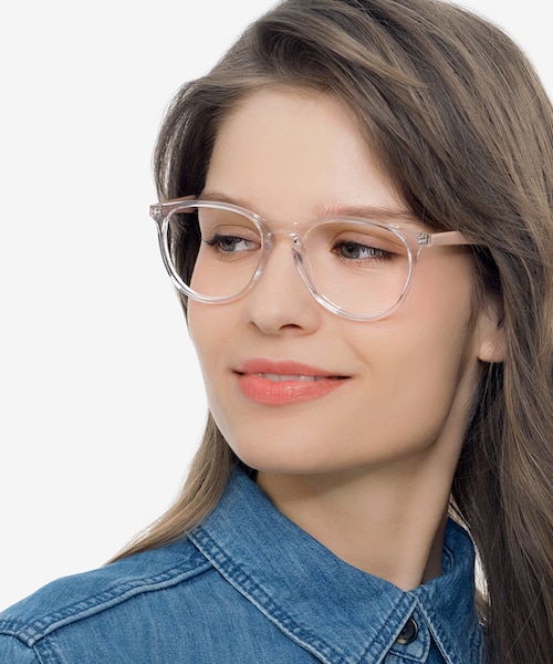 Ray-Ban RB7046 Clear & Pink Beige PlasticEyeglass Frames for Women from EyeBuyDirect