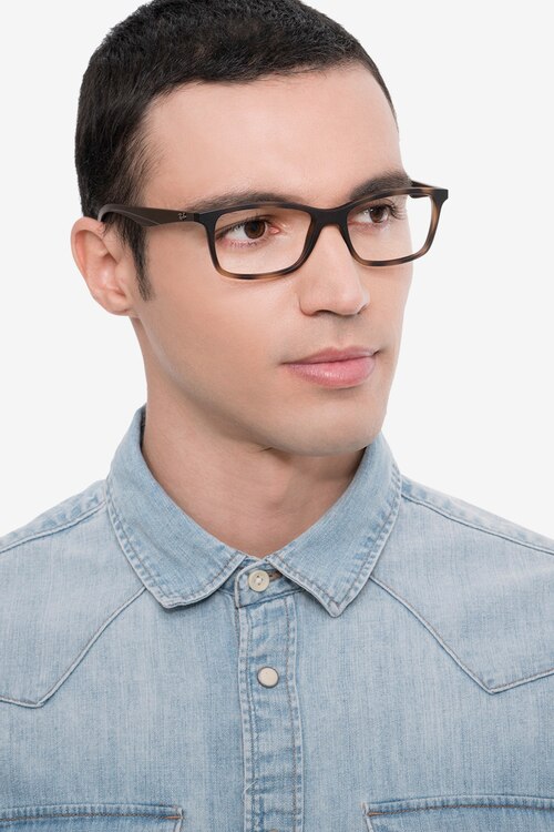 Ray-Ban RB7047 Tortoise Brown PlasticEyeglass Frames for Men from EyeBuyDirect