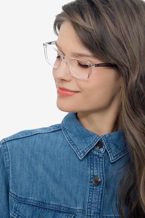 Ray-Ban RB7047 Clear & Gray PlasticEyeglass Frames for Women from EyeBuyDirect