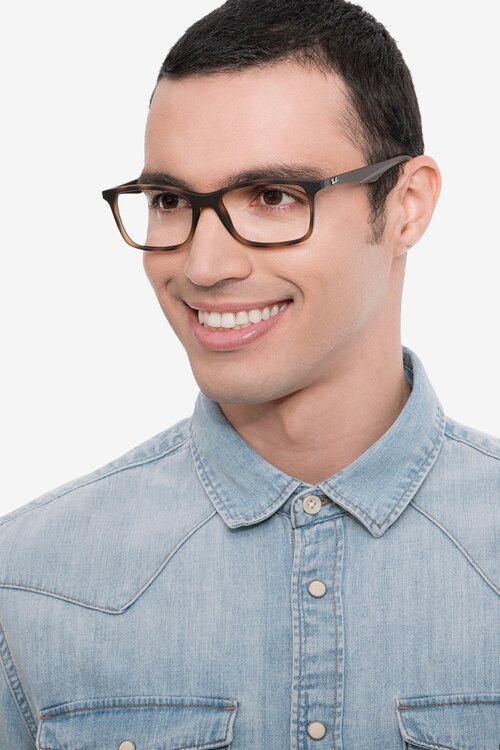 Ray-Ban RB7047 Tortoise Brown PlasticEyeglass Frames for Men from EyeBuyDirect