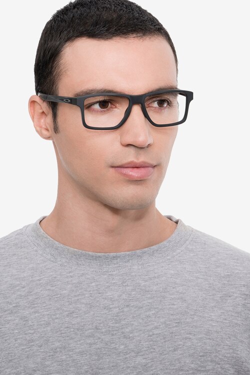 Oakley Chamfer Squared Satin Black PlasticEyeglass Frames for Men from EyeBuyDirect