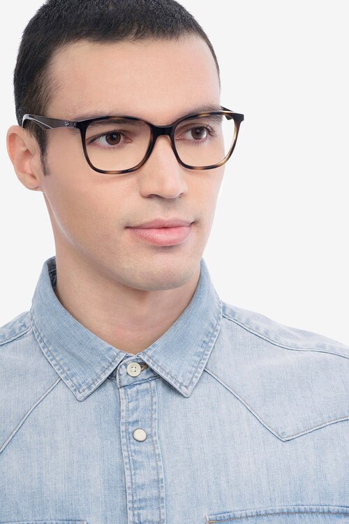 Ray-Ban RB7066 Tortoise Brown PlasticEyeglass Frames for Men from EyeBuyDirect