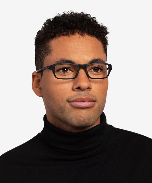 Oakley Chamfer Satin Black PlasticEyeglass Frames for Men from EyeBuyDirect