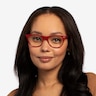 Ray-Ban RB2185V Red Transparent AcetateEyeglass Frames for Women from EyeBuyDirect
