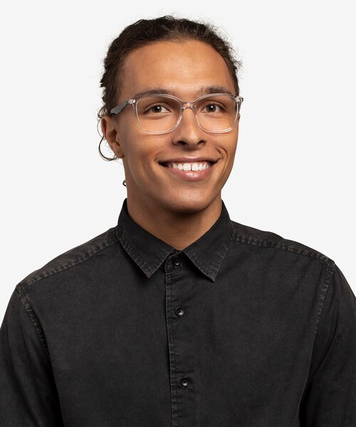 Ray-Ban RB7066 Clear Gray PlasticEyeglass Frames for Men from EyeBuyDirect