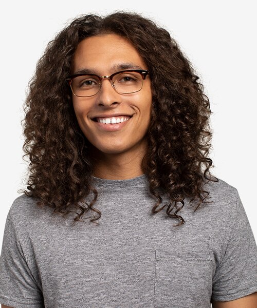 Ray-Ban Clubmaster Square Tortoise & Gold AcetateEyeglass Frames for Men from EyeBuyDirect
