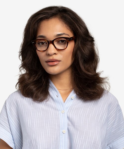 Ray-Ban RB0880 Brown Striped AcetateEyeglass Frames for Women from EyeBuyDirect