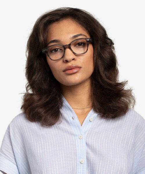 Ray-Ban RB0880 Gray Striped AcetateEyeglass Frames for Women from EyeBuyDirect