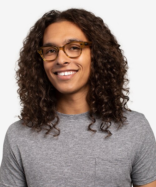 Ray-Ban RB0880 Light Brown Striped AcétateMontures de lunettes de vue pour Hommes d'EyeBuyDirect