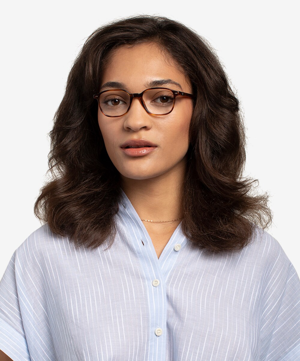 Ray-Ban RB5393 Leonard - Square Brown Striped Frame Eyeglasses