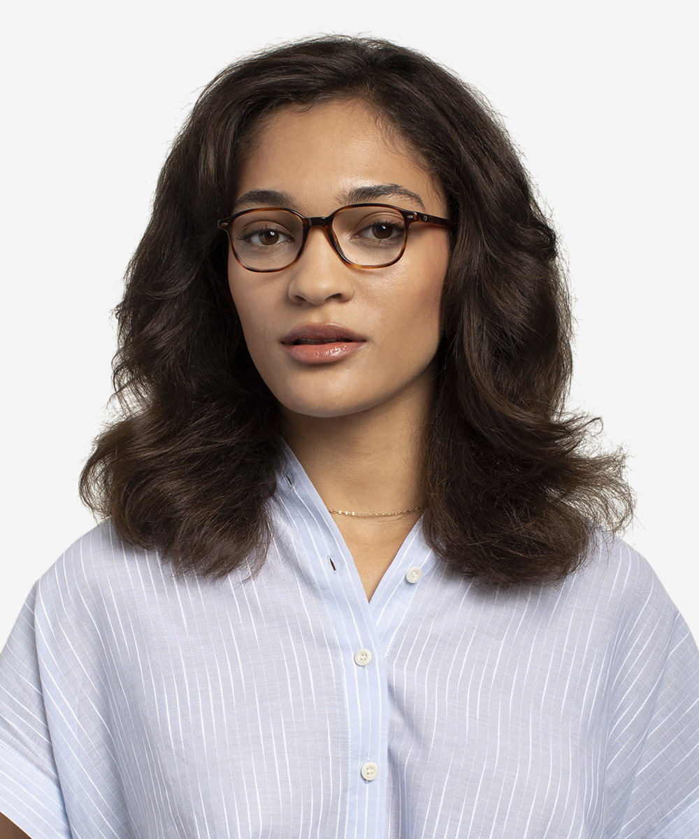 Ray-Ban RB5393 Leonard - Square Brown Striped Frame Eyeglasses ...