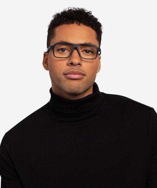 Oakley Bevel Black & Blue PlasticEyeglass Frames for Men from EyeBuyDirect