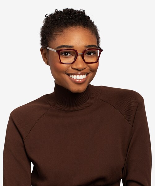 Oakley Sideswept Rx Burgundy & Silver MetalEyeglass Frames for Women from EyeBuyDirect
