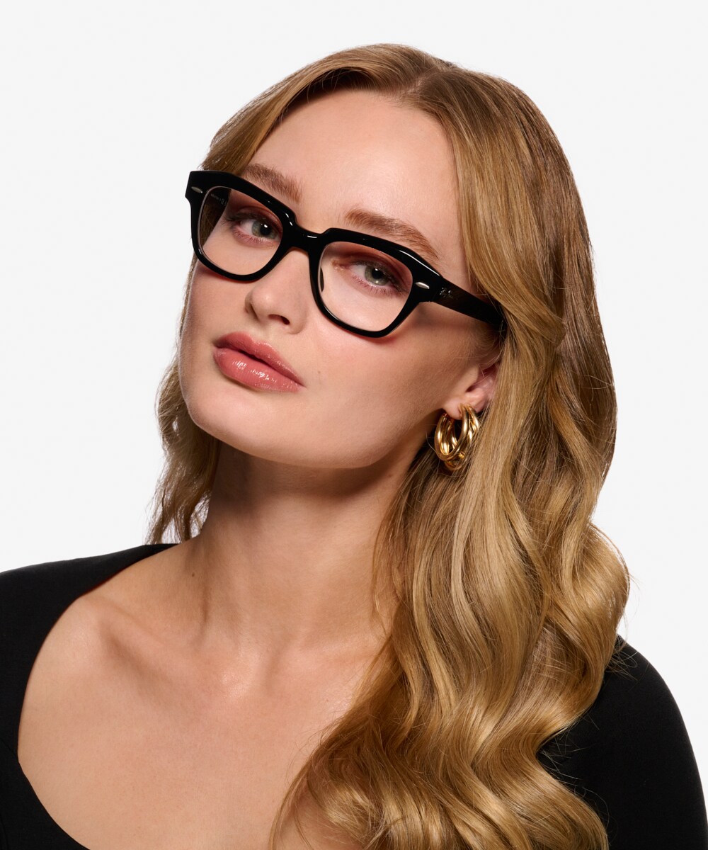 Ray-Ban RB5486 - Square Black Frame Eyeglasses | Eyebuydirect
