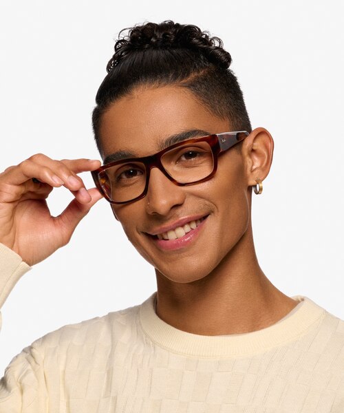 Ray-Ban Nomad Wayfarer Striped Tortoise AcetateEyeglass Frames for Men from EyeBuyDirect