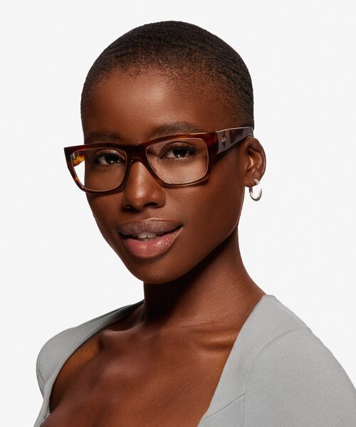 Ray-Ban Nomad Wayfarer Striped Tortoise AcetateEyeglass Frames for Women from EyeBuyDirect