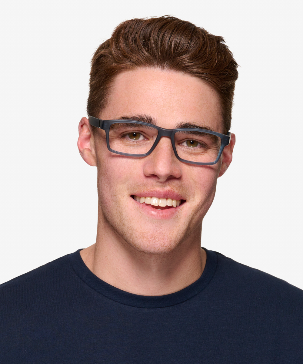 Leonardo Rectangle Matte Blue Frame Eyeglasses Eyebuydirect Canada