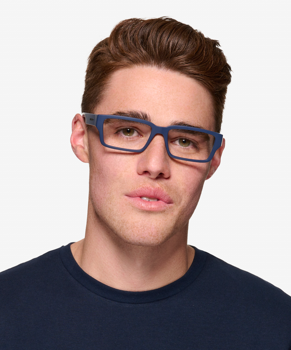 Arnette Bazz Rectangle Matte Blue Frame Glasses For Men Eyebuydirect 