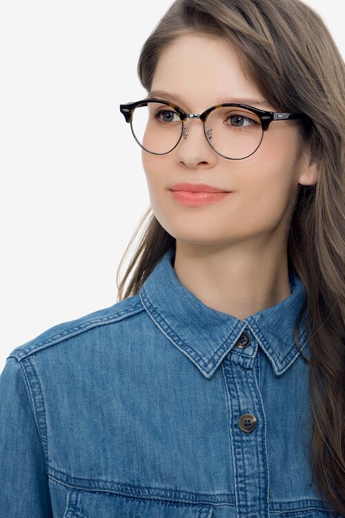 Ray-Ban RB4246V Clubround Tortoise Acetate-metalEyeglass Frames for Women from EyeBuyDirect
