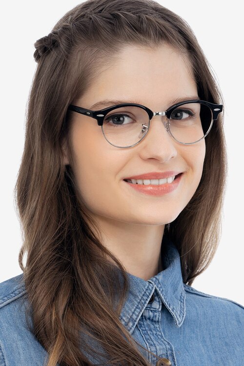 Ray-Ban RB4246V Clubround Black Acetate-metalEyeglass Frames for Women from EyeBuyDirect