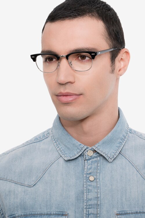 Ray-Ban RB5154 Clubmaster Black Acetate-metalEyeglass Frames for Men from EyeBuyDirect