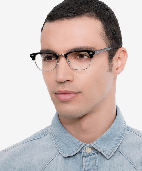Ray-Ban RB5154 Clubmaster Black Acetate, MetalEyeglass Frames for Men from EyeBuyDirect