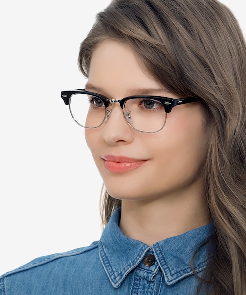 Ray-Ban RB5154 Clubmaster Black Acetate, MetalEyeglass Frames for Women from EyeBuyDirect