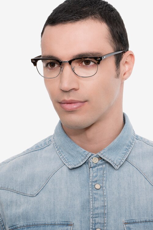 Ray-Ban RB5154 Clubmaster Tortoise Acetate-metalEyeglass Frames for Men from EyeBuyDirect