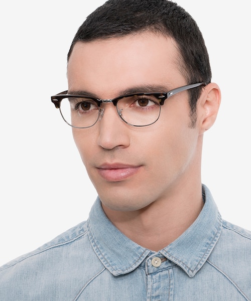 Ray-Ban RB5154 Clubmaster Dark Havana Acetate, MetalEyeglass Frames for Men from EyeBuyDirect