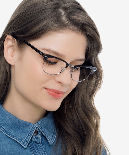 Ray-Ban RB5154 Clubmaster Dark Havana Acetate, MetalEyeglass Frames for Women from EyeBuyDirect